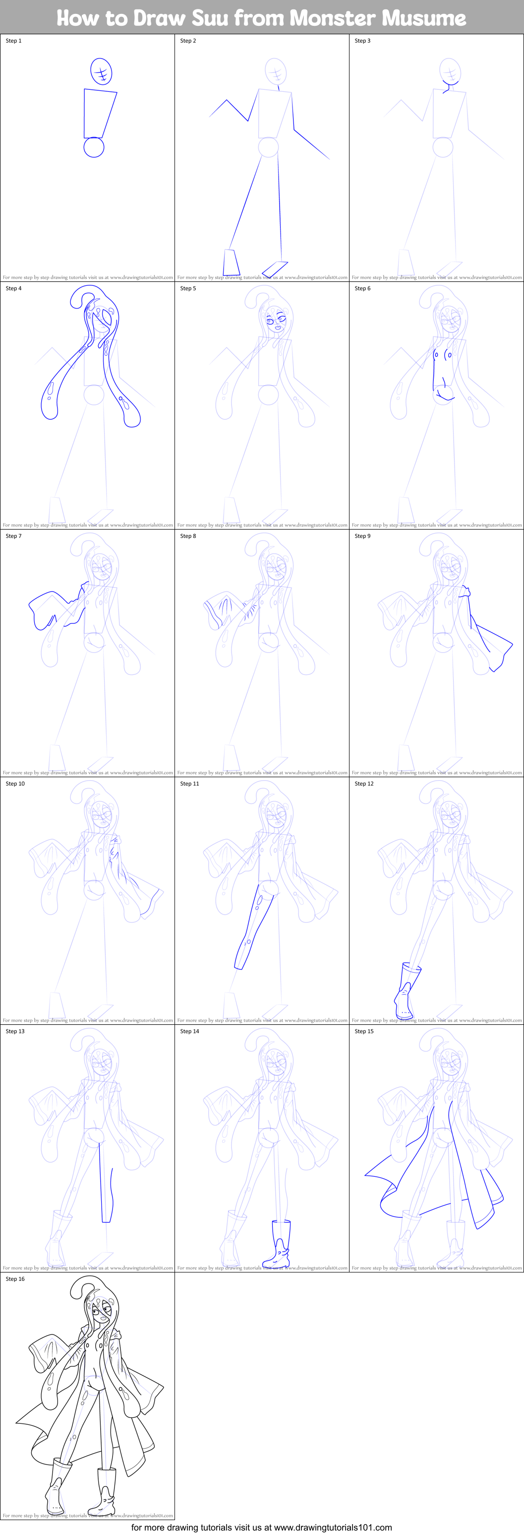 How to Draw Suu from Monster Musume Printable Step by Step