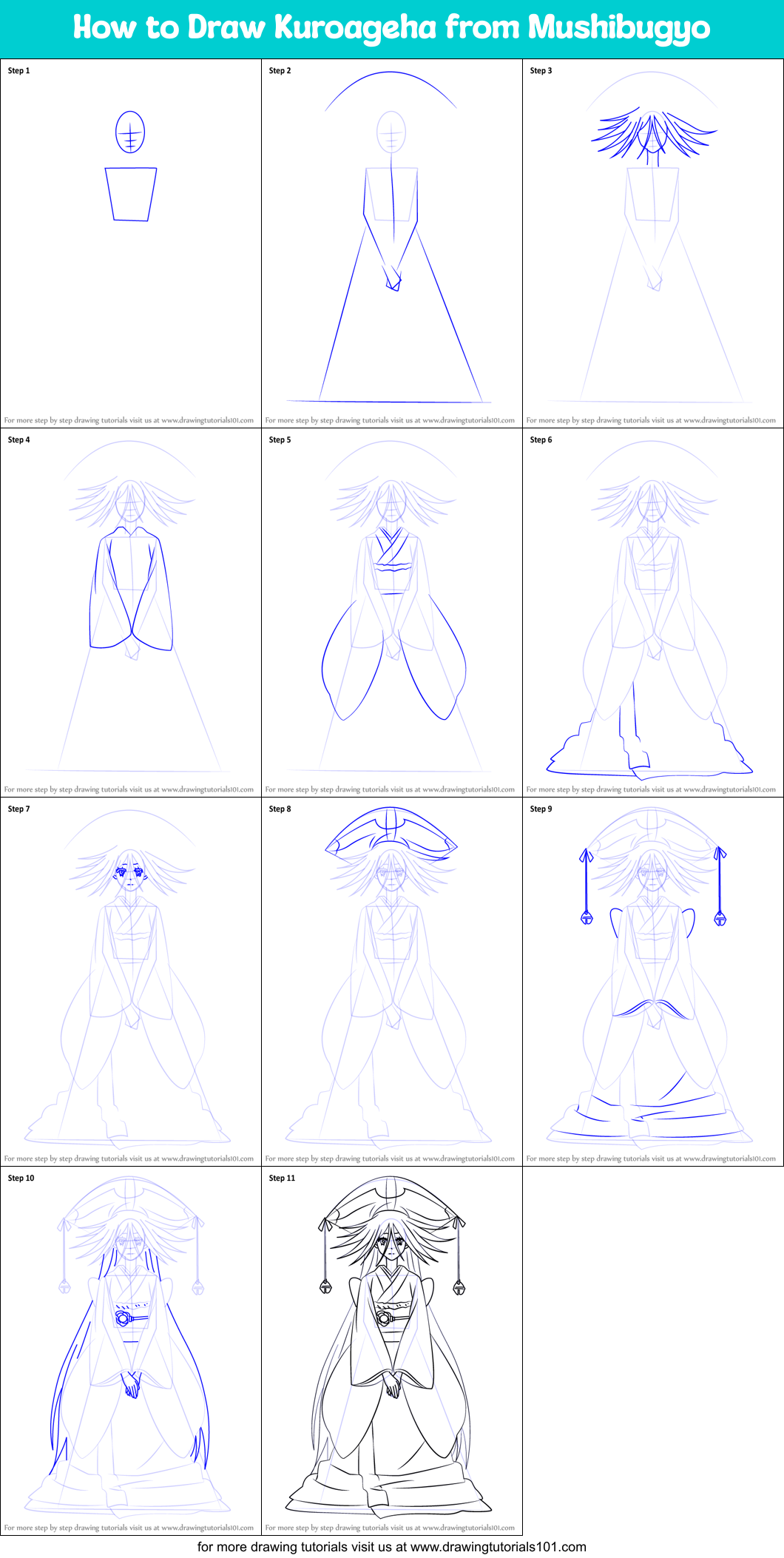 How to Draw Kuroageha from Mushibugyo Printable Step by Step