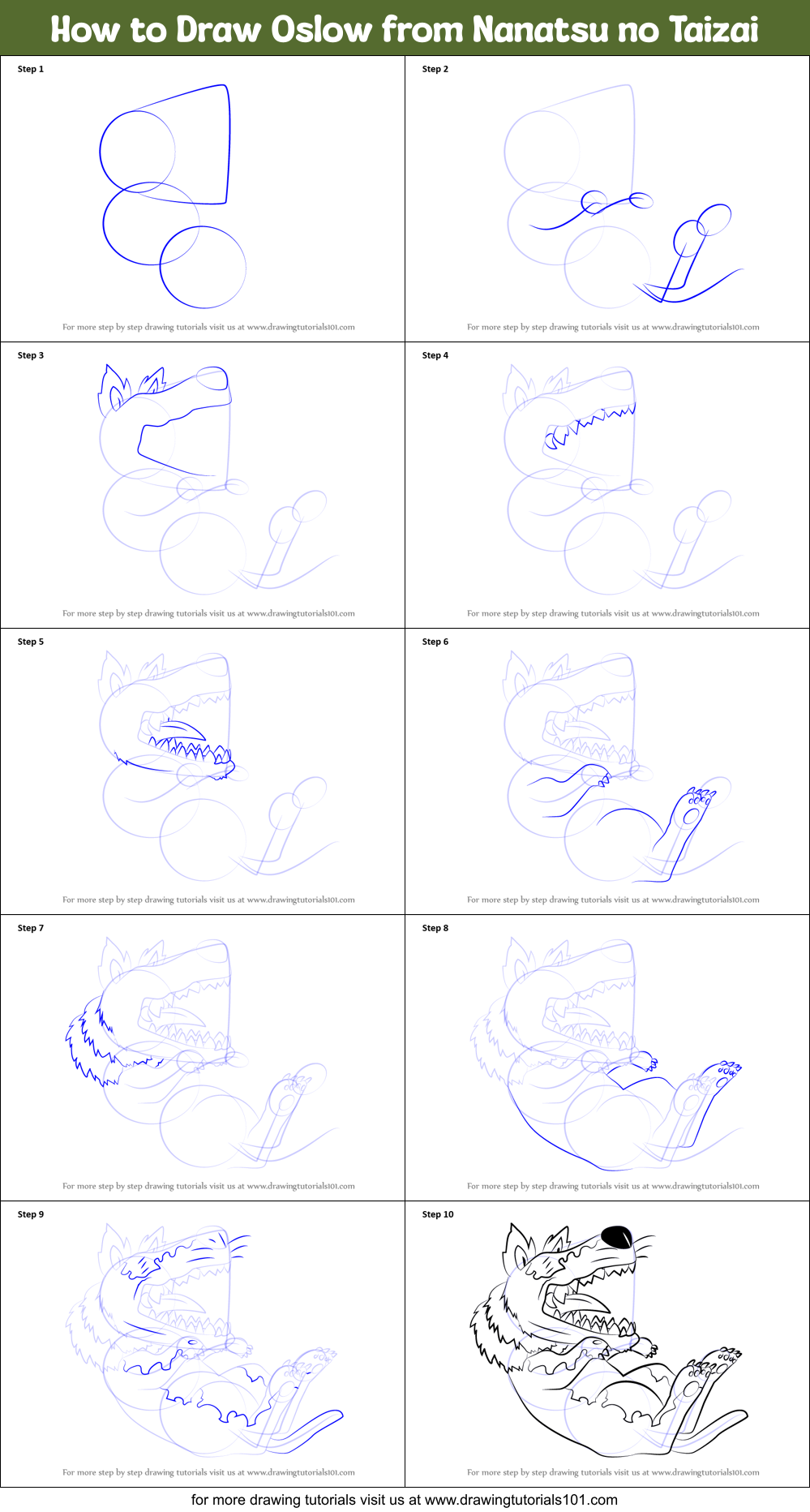 How to Draw Oslow from Nanatsu no Taizai Printable Step by Step