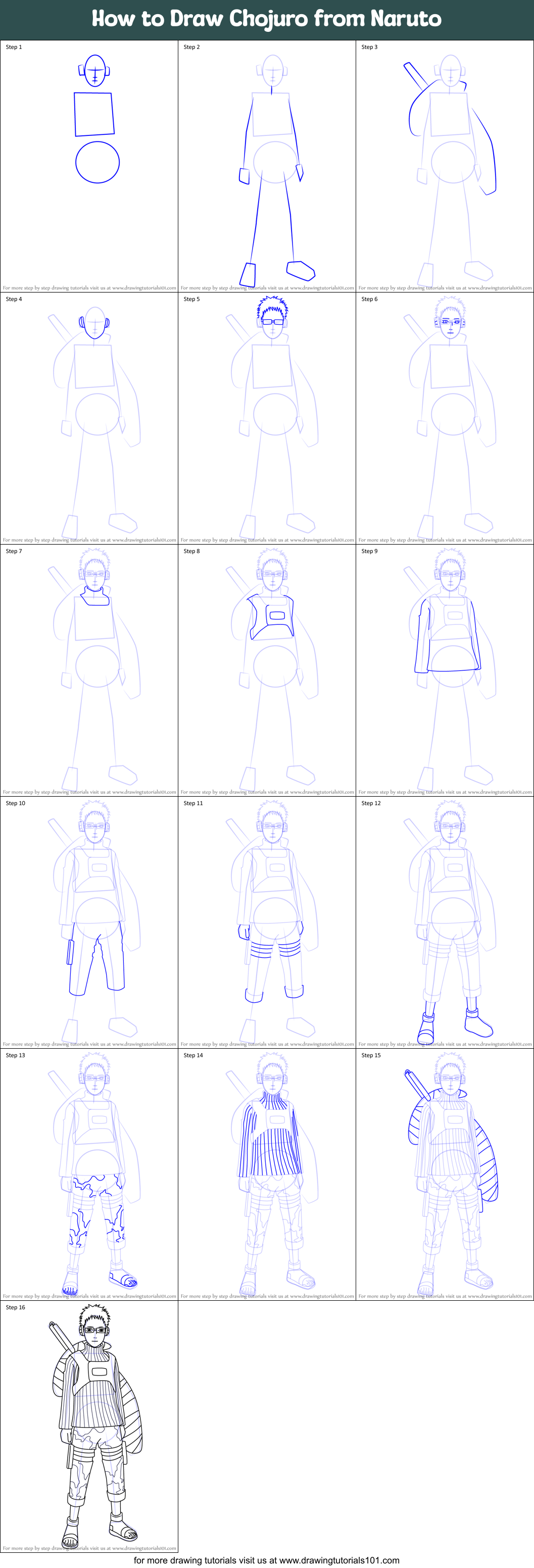 How to Draw Chojuro from Naruto Printable Step by Step