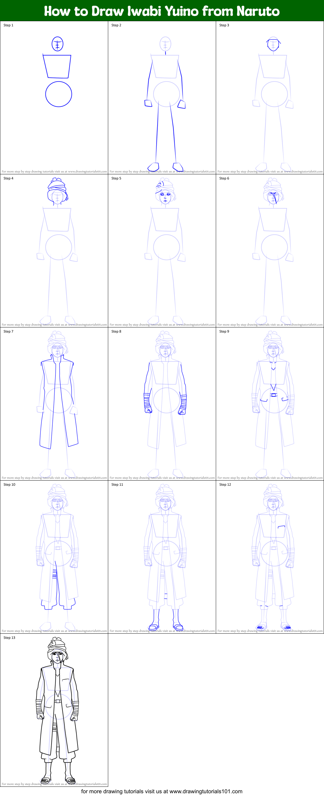 How to Draw Iwabi Yuino from Naruto Printable Step by Step