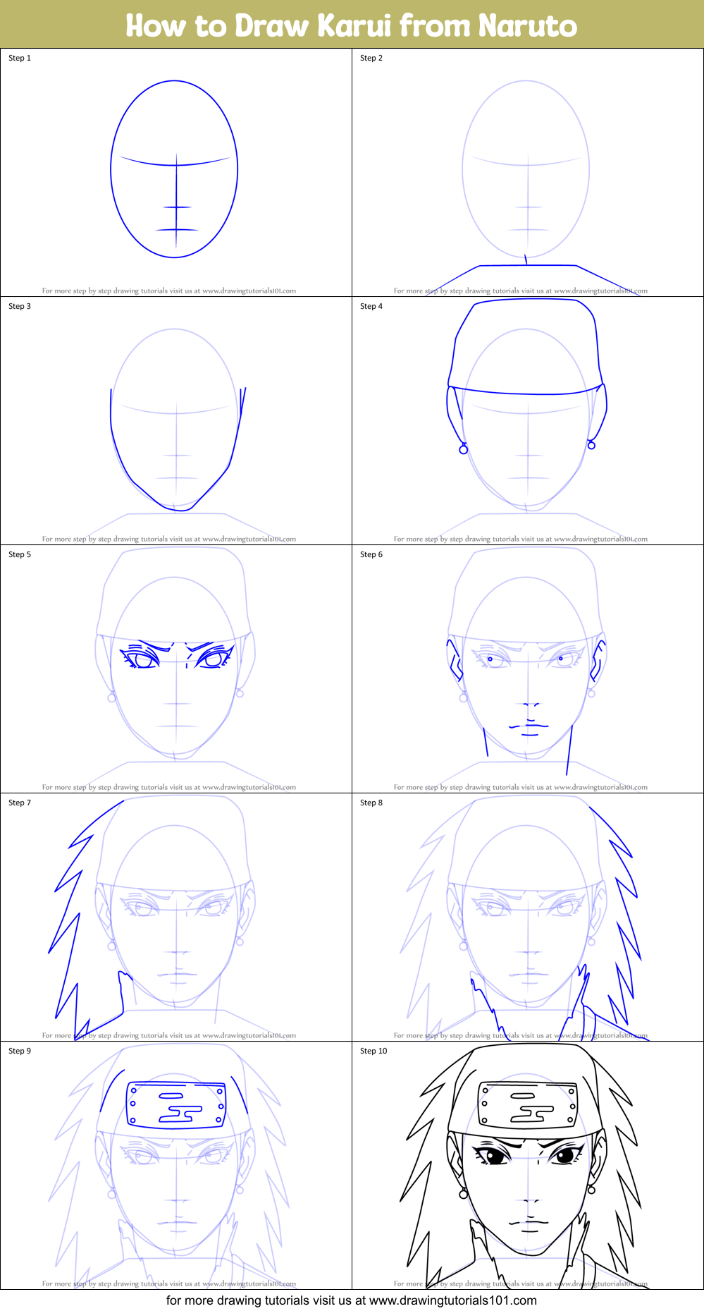 How to Draw Karui from Naruto printable step by step drawing sheet ...