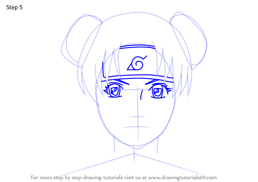 Learn How to Draw Tenten from Naruto (Naruto) Step by Step : Drawing