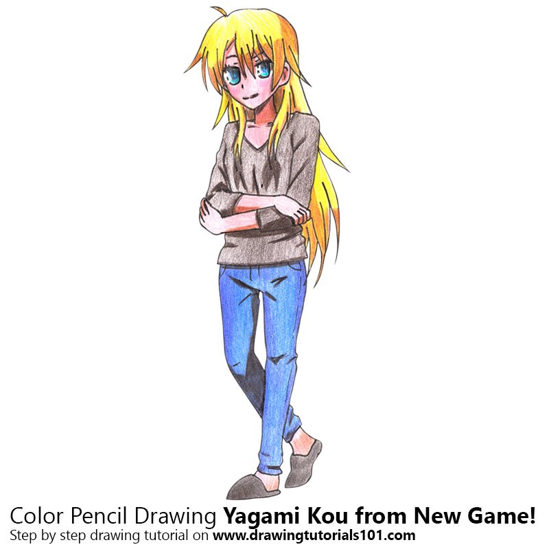 How to Draw Yagami Kou from New Game! by Color Pencils
