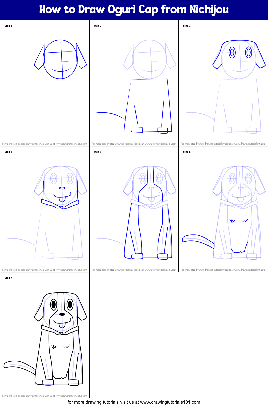 How to Draw Oguri Cap from Nichijou Printable Step by Step
