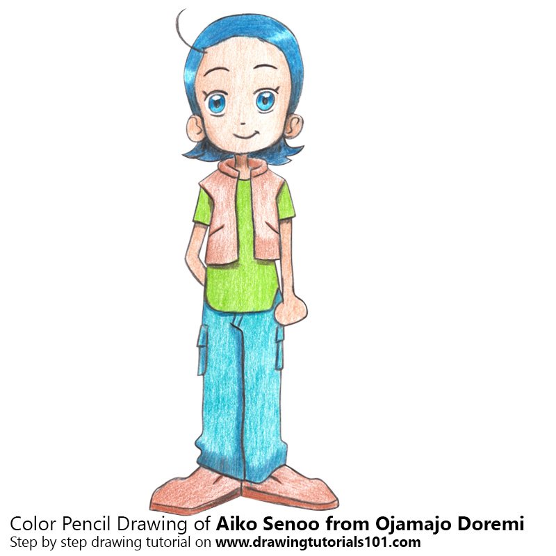 How to Draw Aiko Senoo from Ojamajo Doremi by Color Pencils