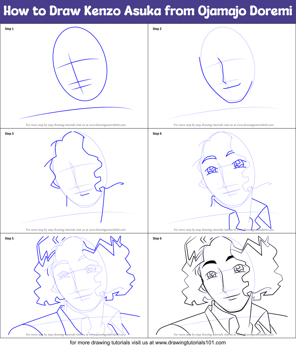 How to Draw Kenzo Asuka from Ojamajo Doremi Printable Step by Step