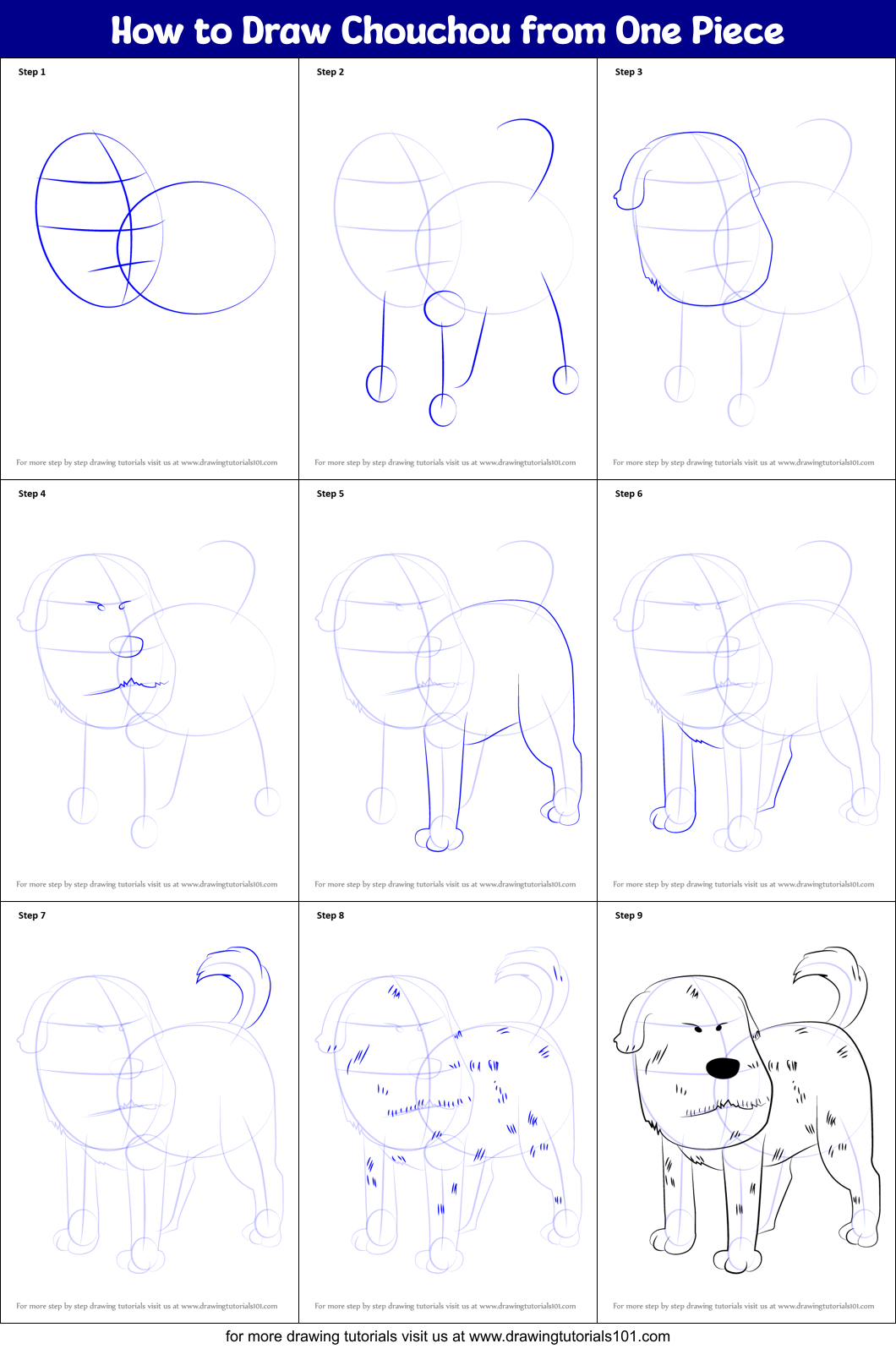How to Draw Chouchou from One Piece Printable Step by Step