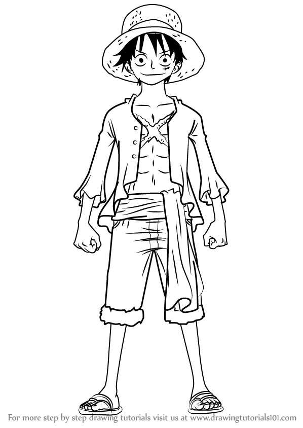 Learn How To Draw Monkey D Luffy Full Body From One Piece One Piece Step By Step Drawing Tutorials