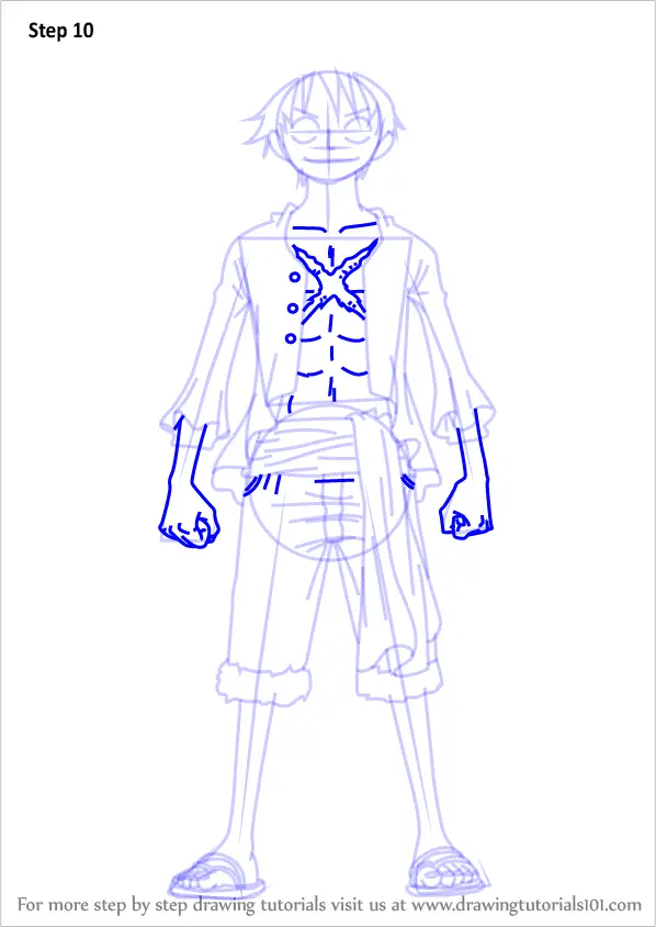 How to Draw Monkey D. Luffy Full Body from One Piece (One Piece) Step ...