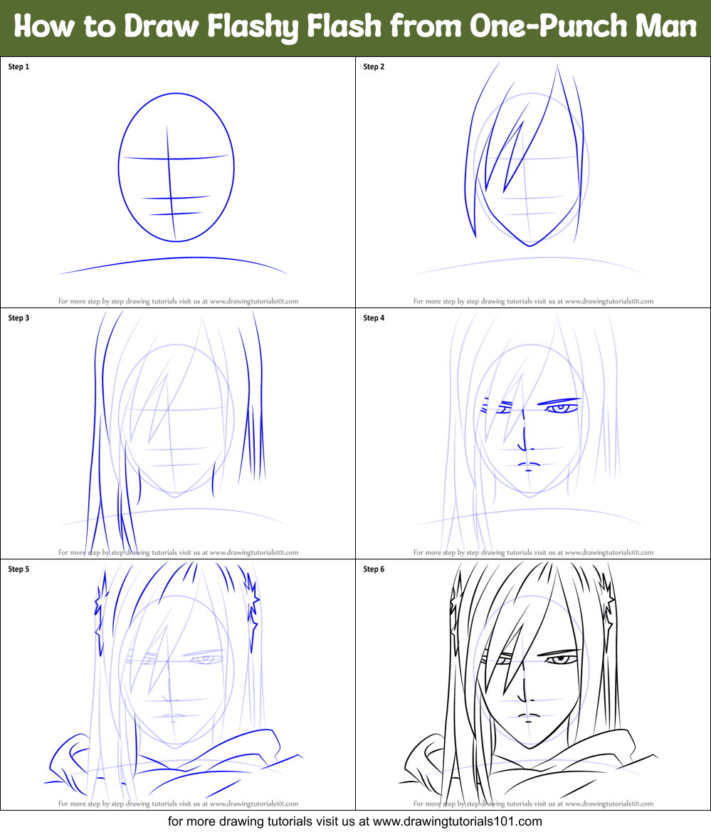 How to Draw Flashy Flash from One-Punch Man Printable Step by Step