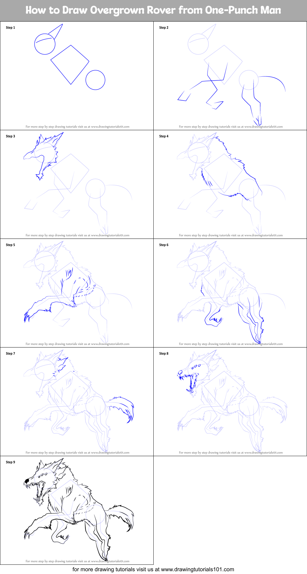 How to Draw Overgrown Rover from One-Punch Man Printable Step by Step