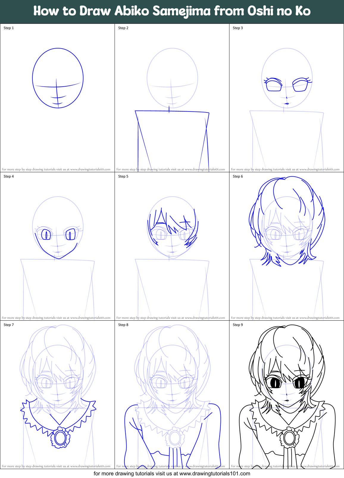 How to Draw Abiko Samejima from Oshi no Ko Printable Step by Step