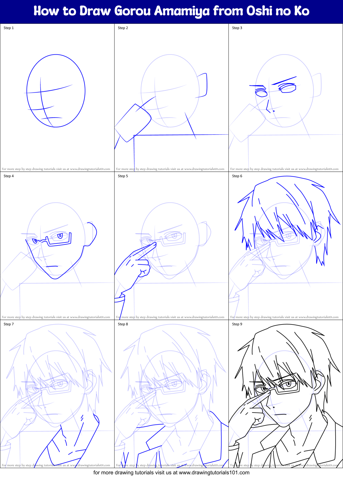 How to Draw Gorou Amamiya from Oshi no Ko Printable Step by Step