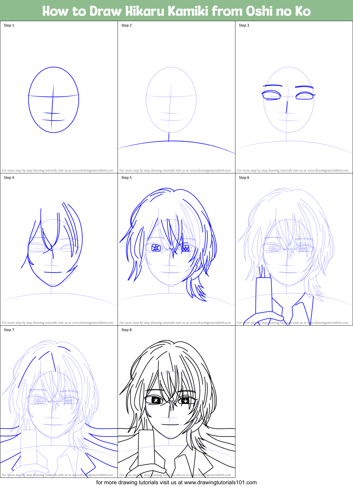 How to Draw Hikaru Kamiki from Oshi no Ko Printable Step by Step