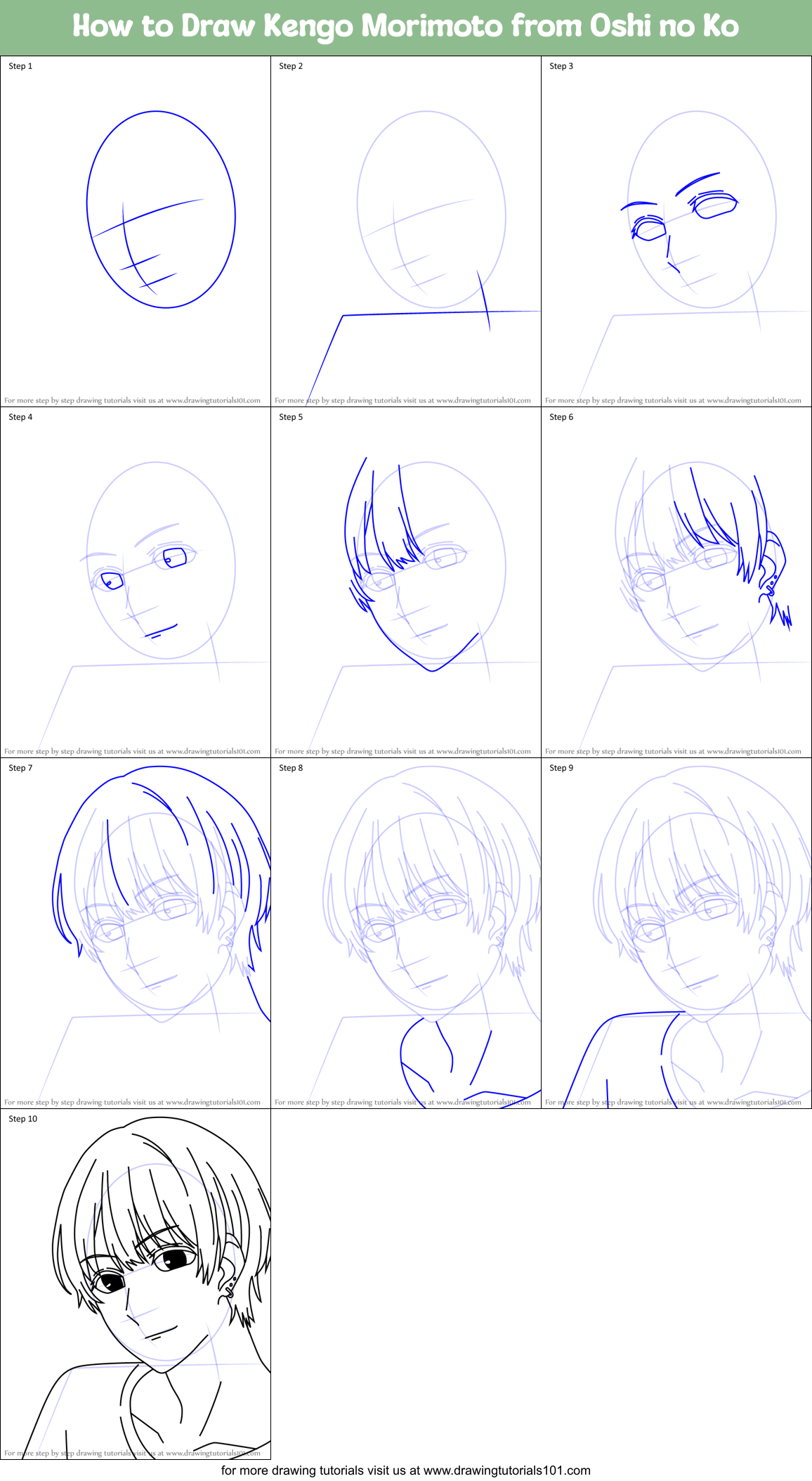 How to Draw Kengo Morimoto from Oshi no Ko Printable Step by Step