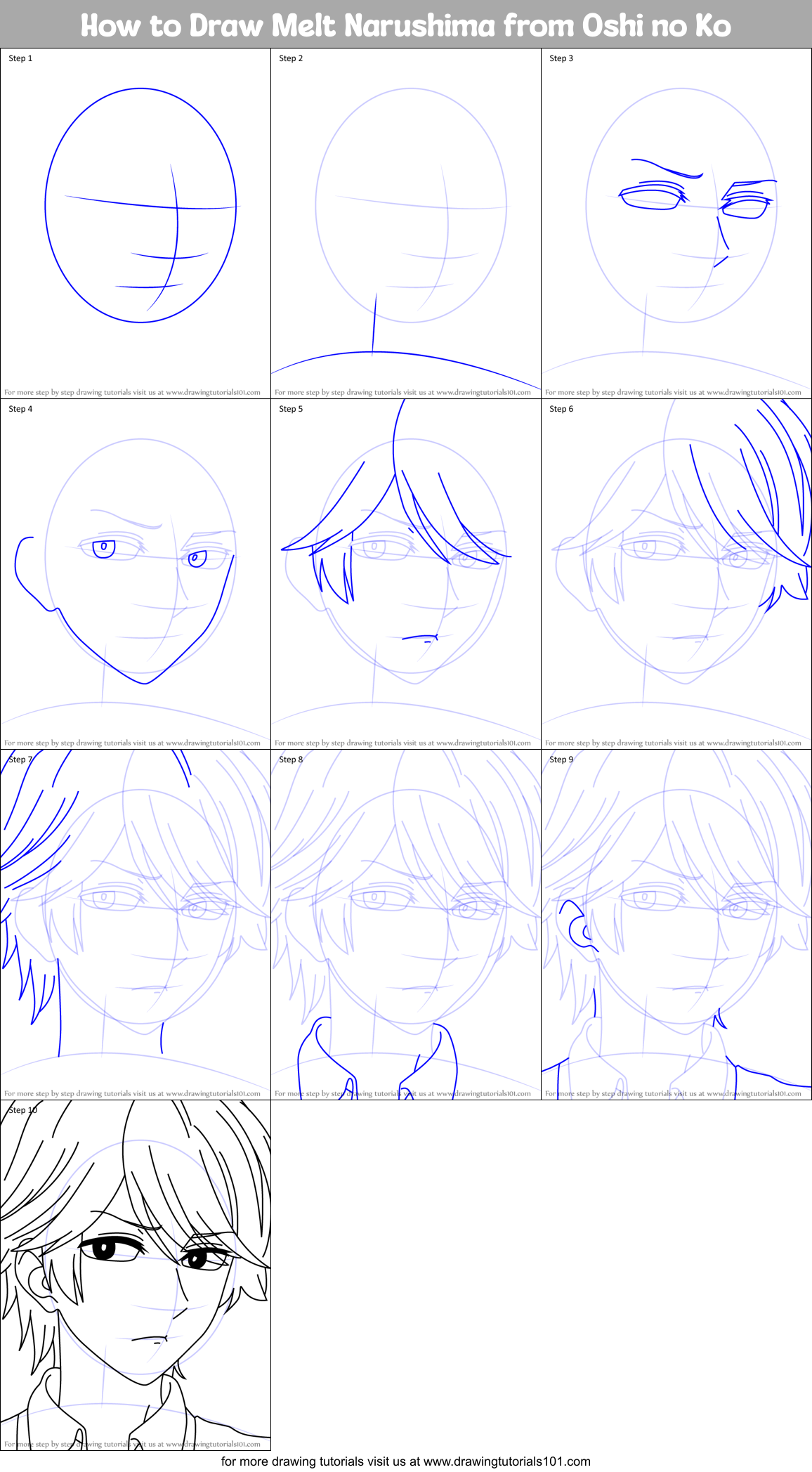 How to Draw Melt Narushima from Oshi no Ko Printable Step by Step