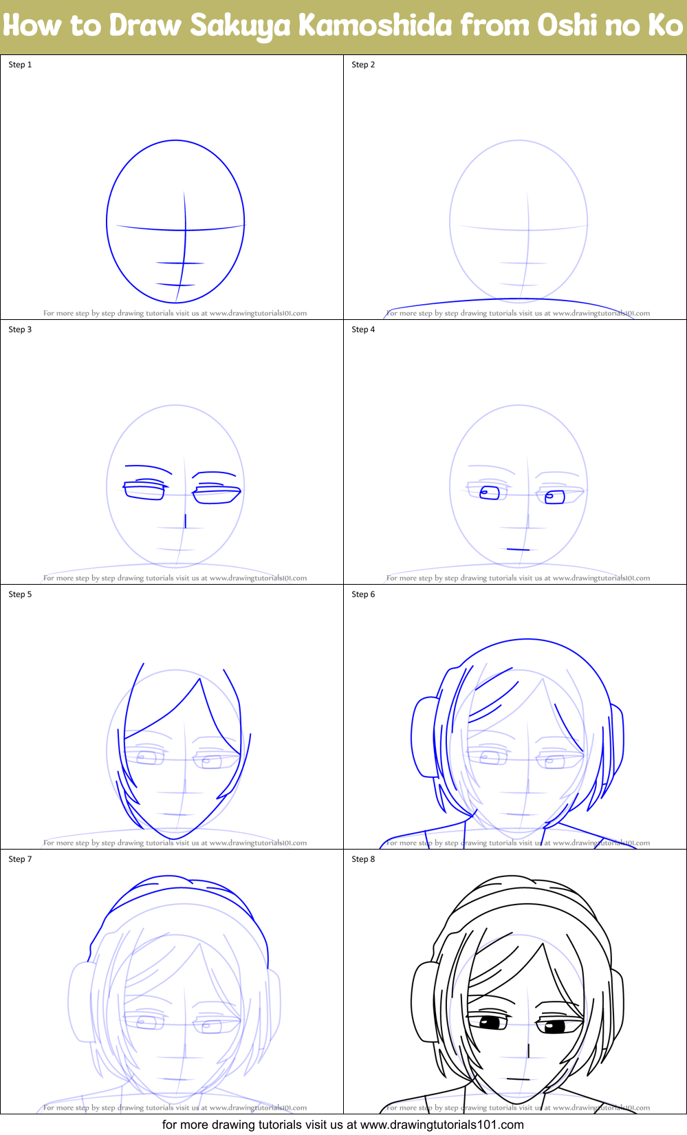 How to Draw Sakuya Kamoshida from Oshi no Ko Printable Step by Step