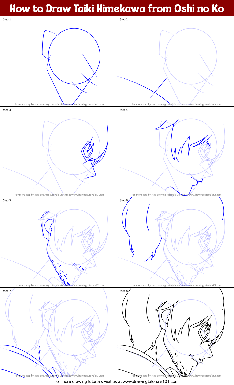 How to Draw Taiki Himekawa from Oshi no Ko Printable Step by Step