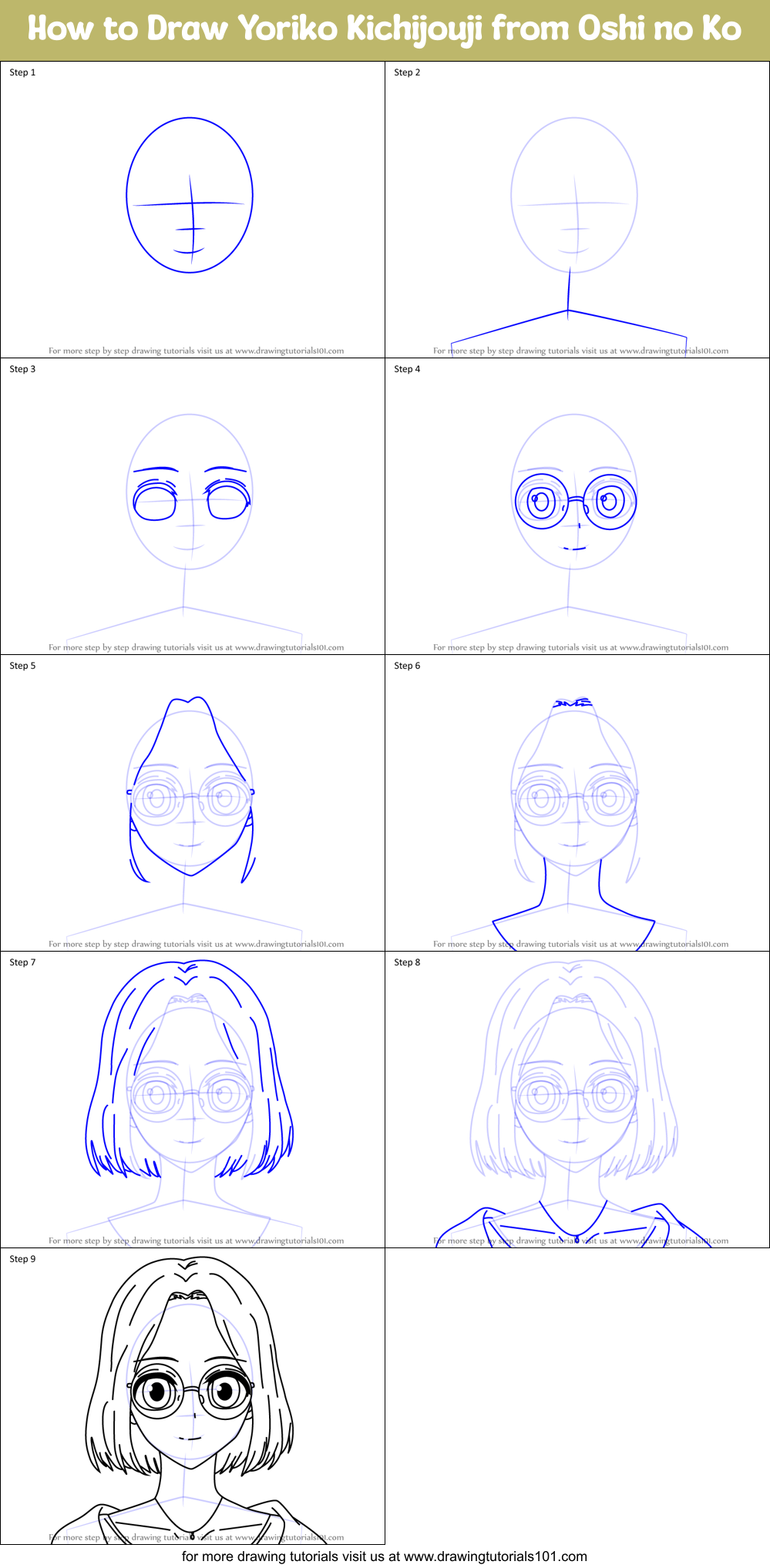 How to Draw Yoriko Kichijouji from Oshi no Ko Printable Step by Step