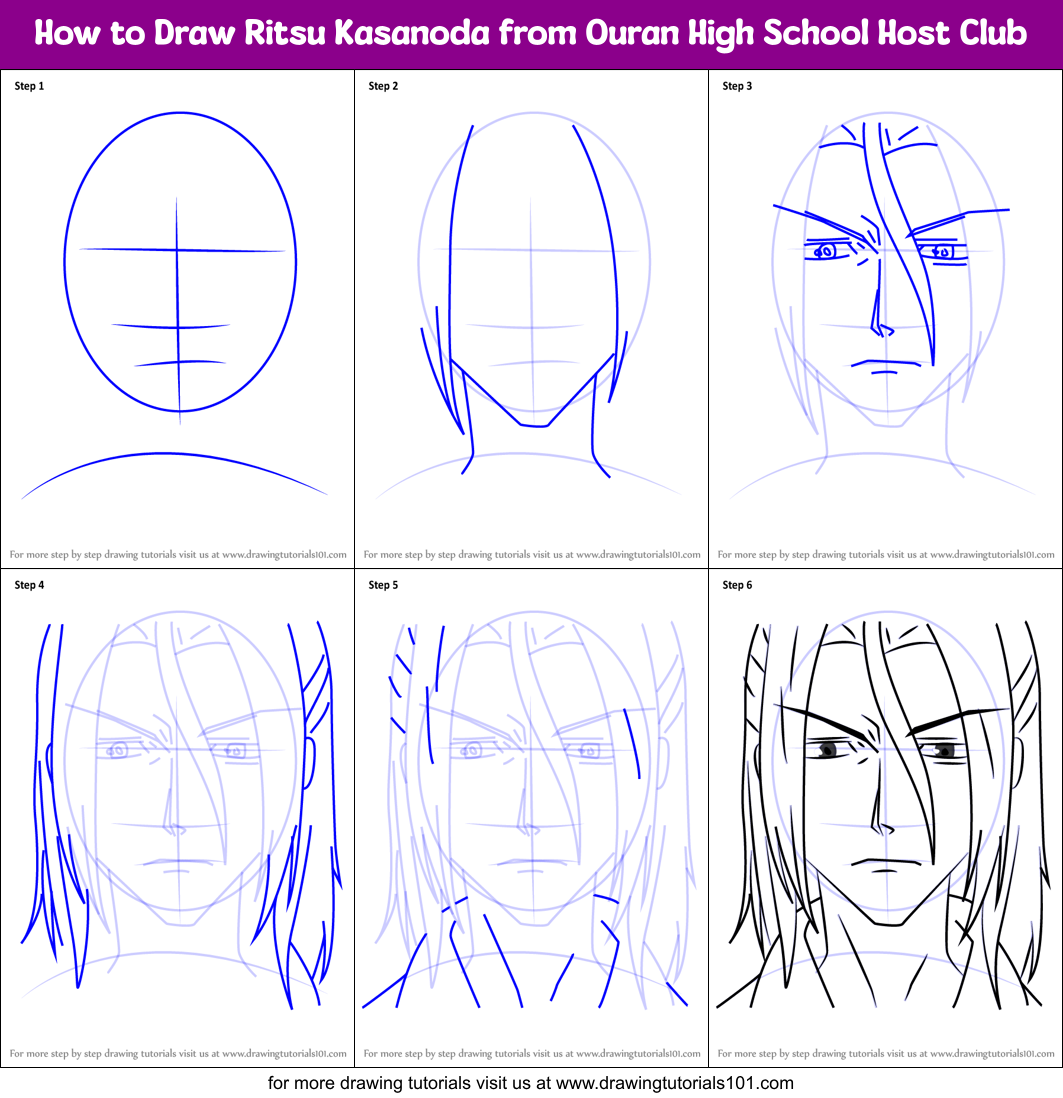 How to Draw Ritsu Kasanoda from Ouran High School Host Club Printable Step by Step