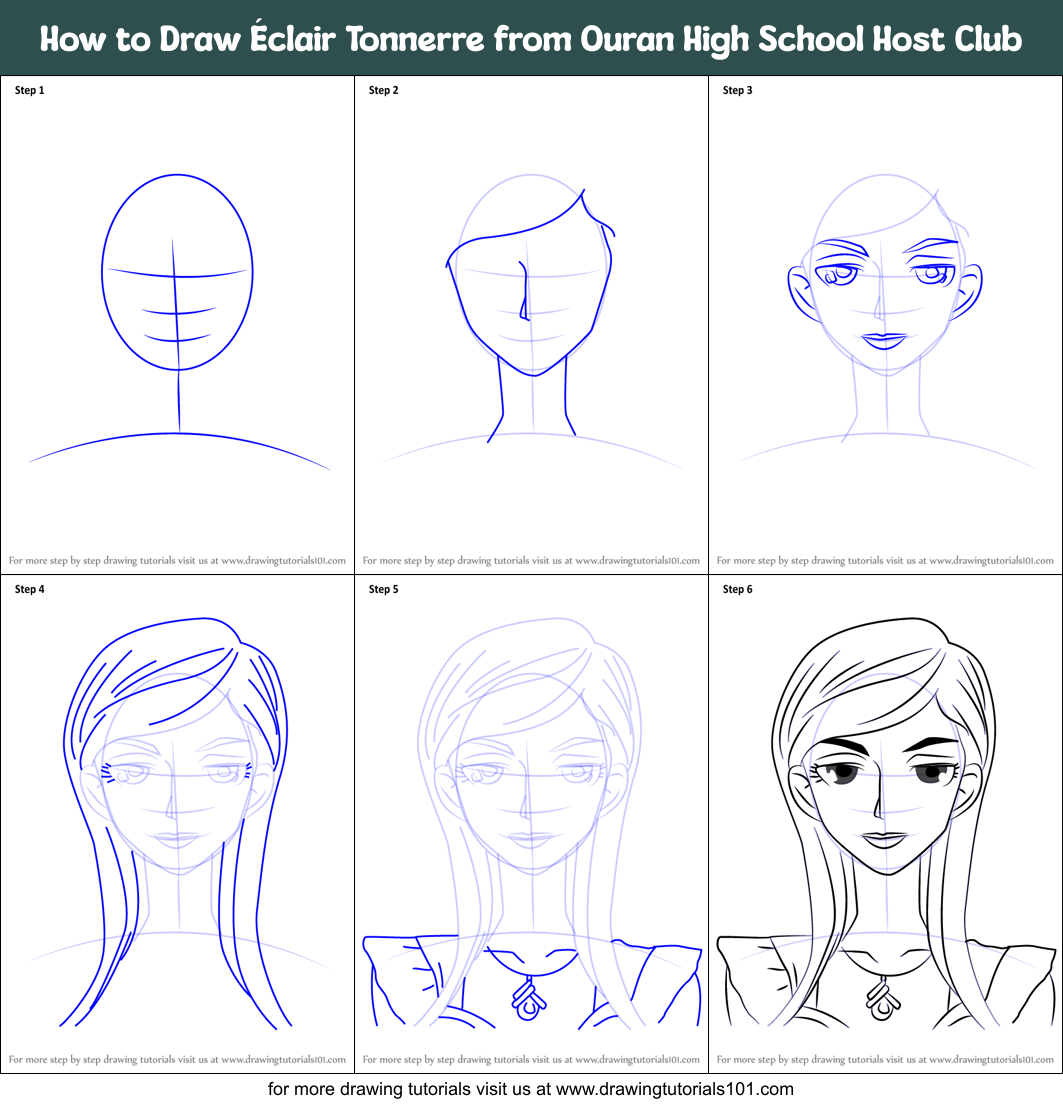 How to Draw Éclair Tonnerre from Ouran High School Host Club Printable Step by Step