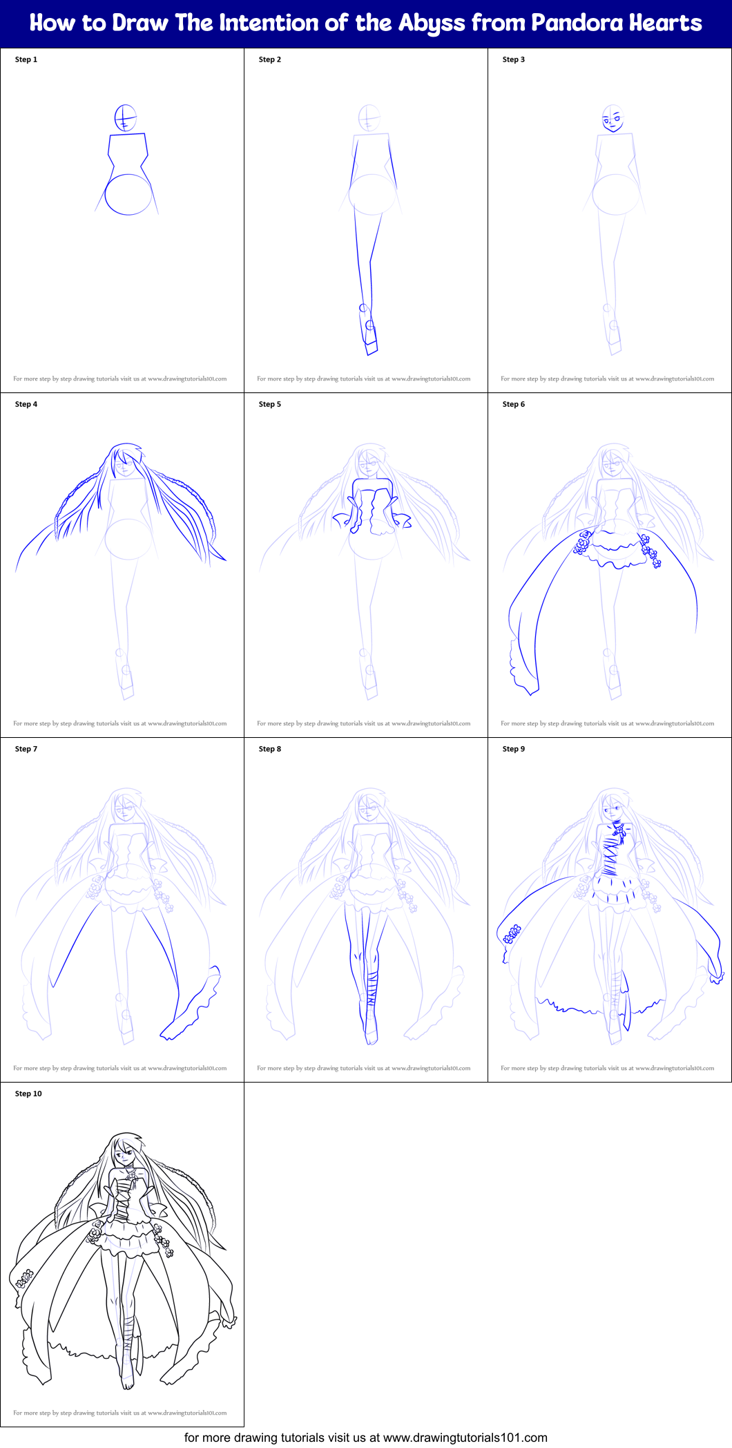 How to Draw The Intention of the Abyss from Pandora Hearts Printable Step by Step