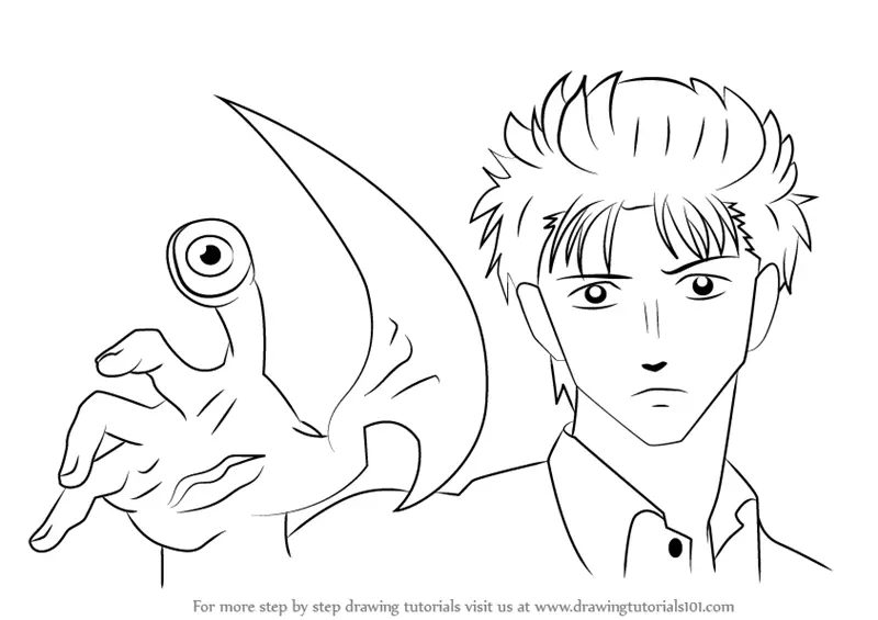 Learn How to Draw Shinichi Izumi from Parasyte (Parasyte) Step by Step :  Drawing Tutorials