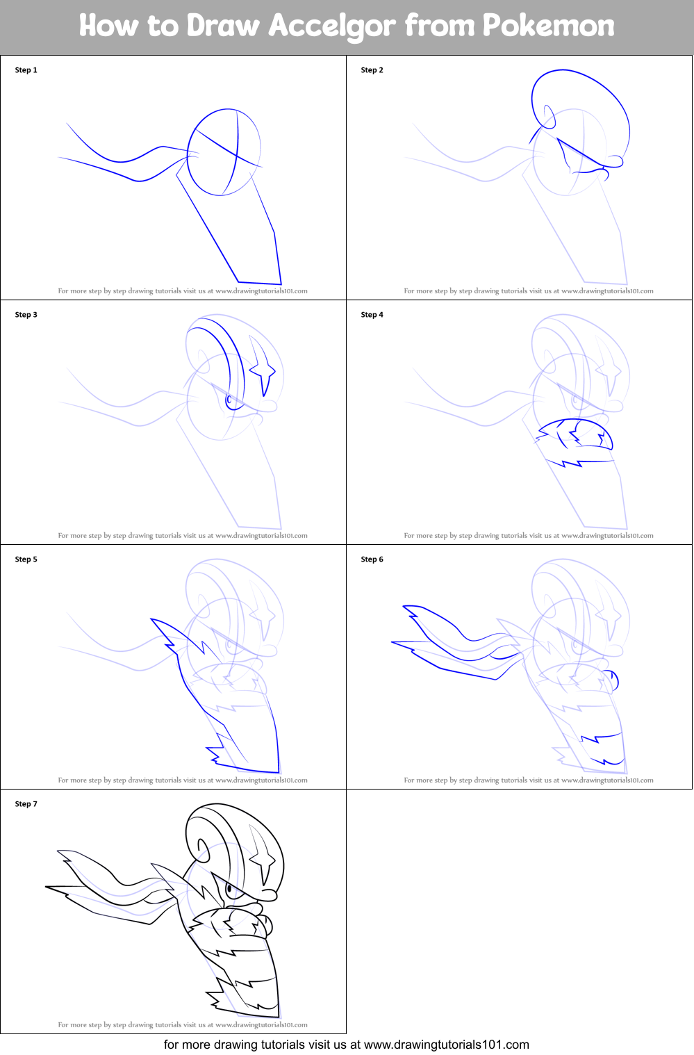 How to Draw Accelgor from Pokemon Printable Step by Step