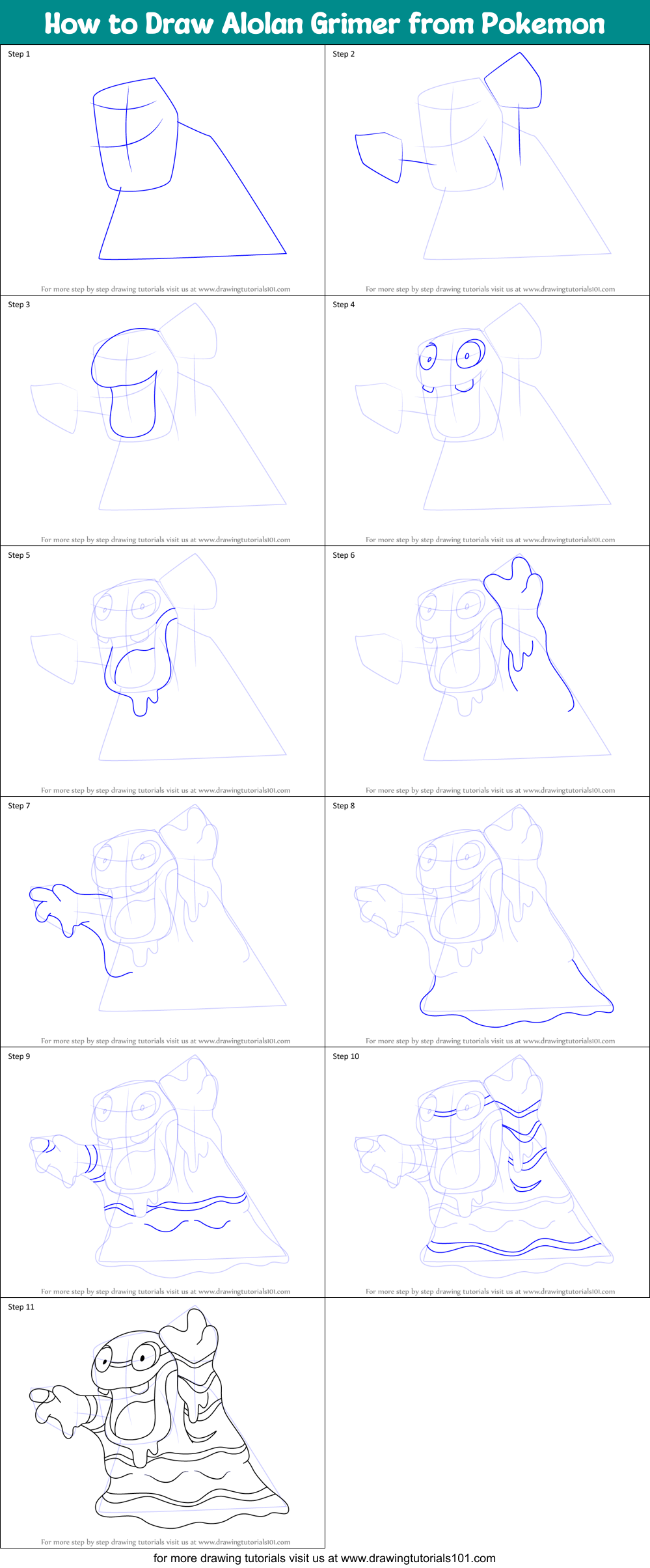How to Draw Alolan Grimer from Pokemon (Pokemon) Step by Step ...