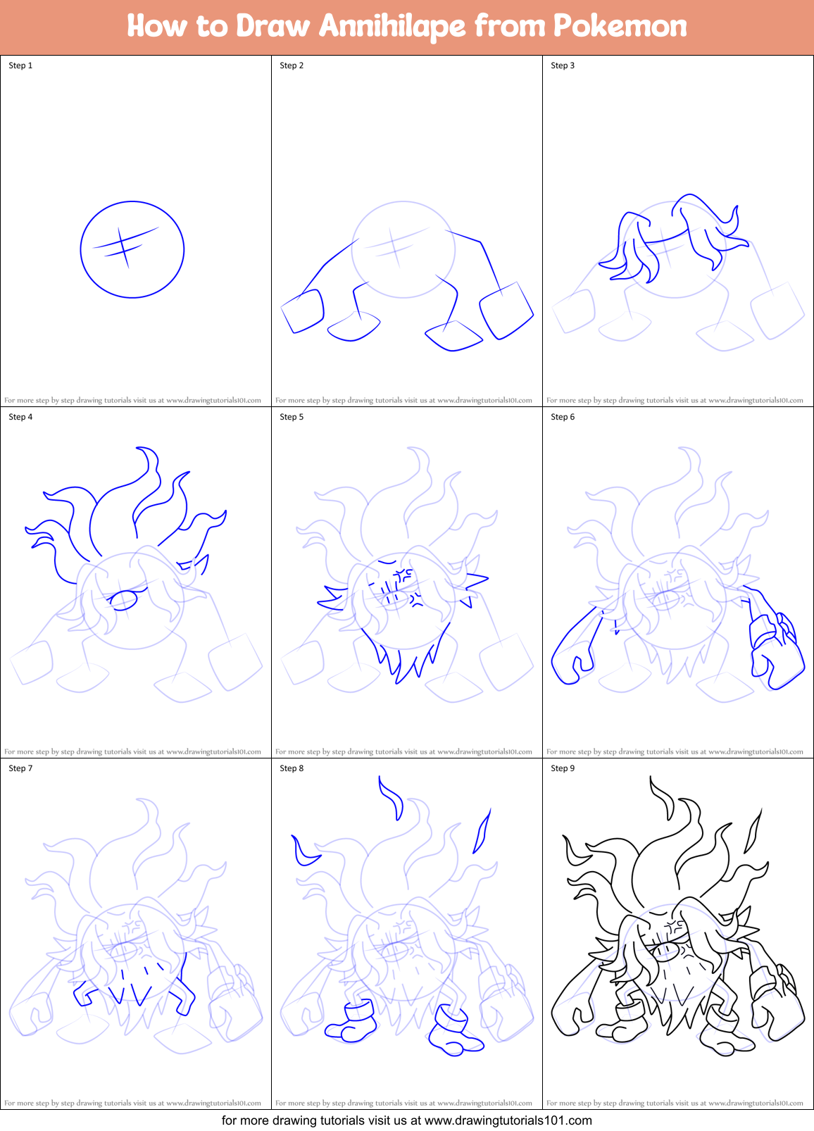 How to Draw Annihilape from Pokemon Printable Step by Step