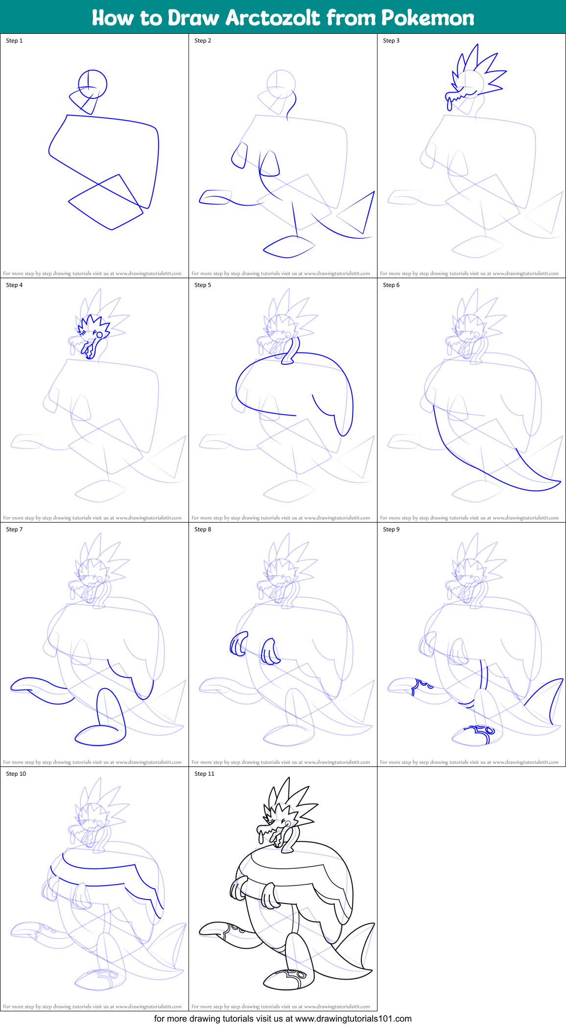 How to Draw Arctozolt from Pokemon Printable Step by Step