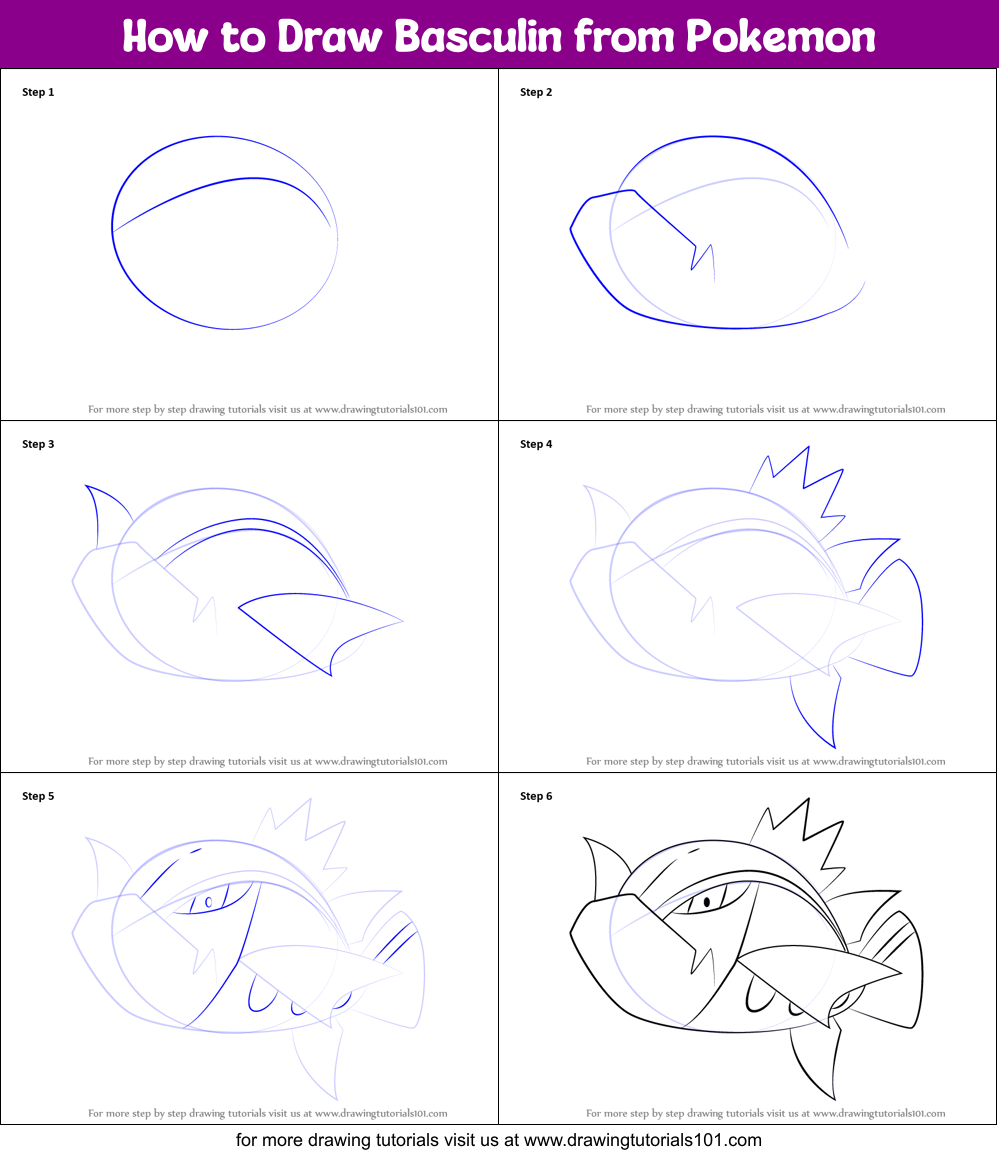How to Draw Basculin from Pokemon Printable Step by Step
