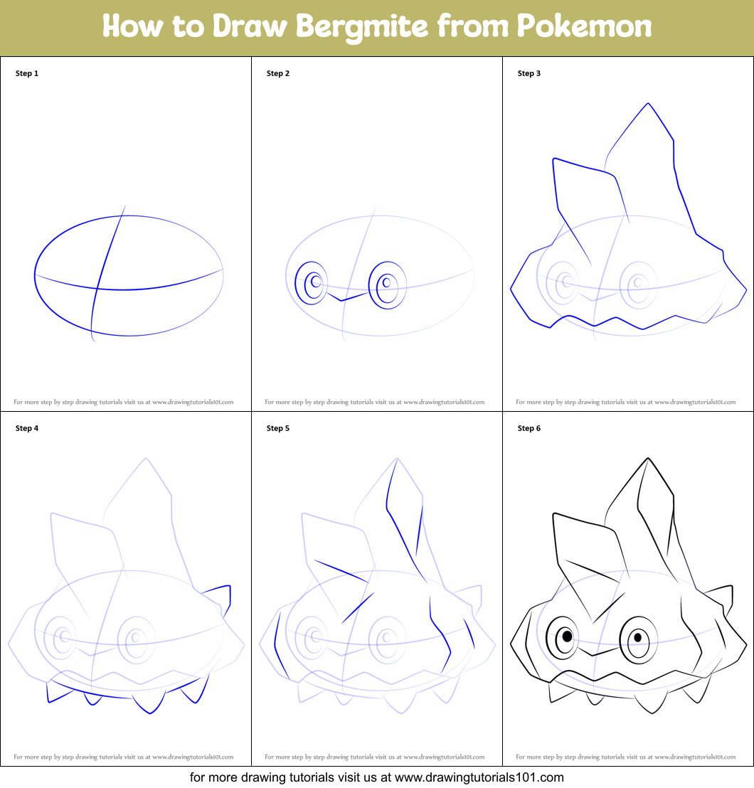 How to Draw Bergmite from Pokemon Printable Step by Step