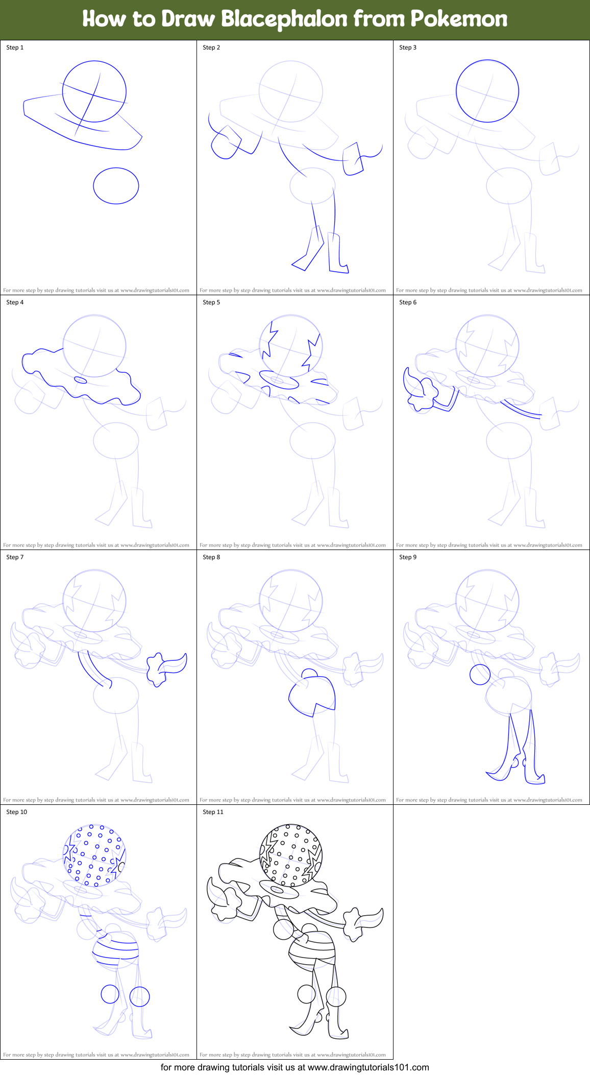 How to Draw Blacephalon from Pokemon Printable Step by Step