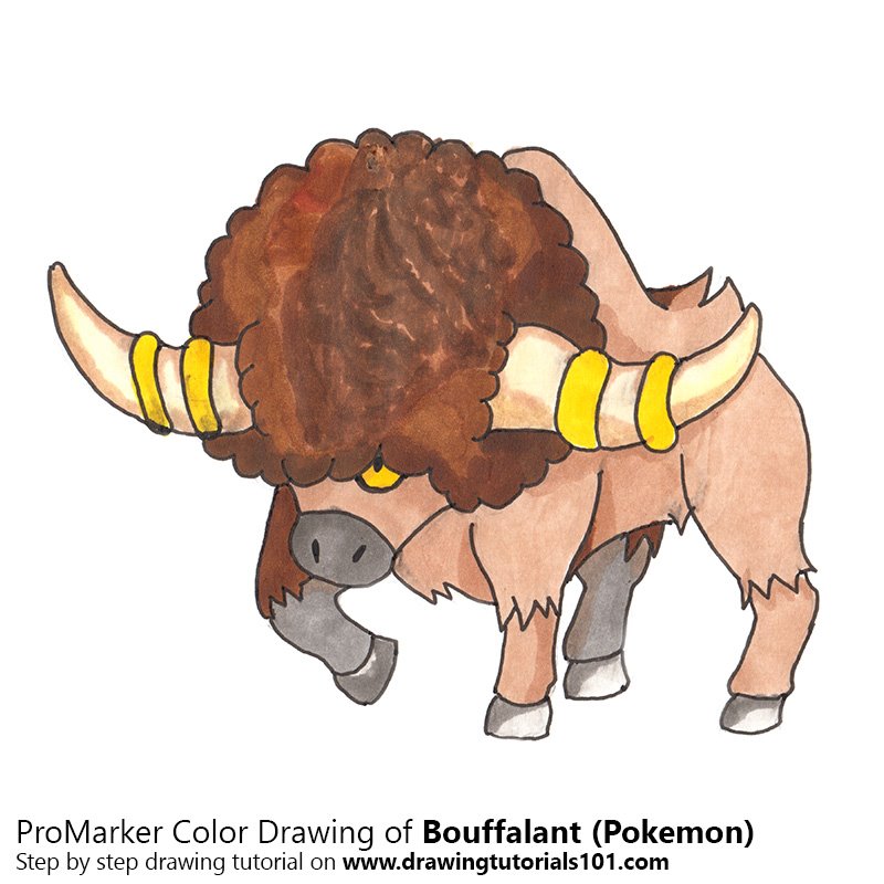 How to Draw Bouffalant from Pokemon by Color Pencils