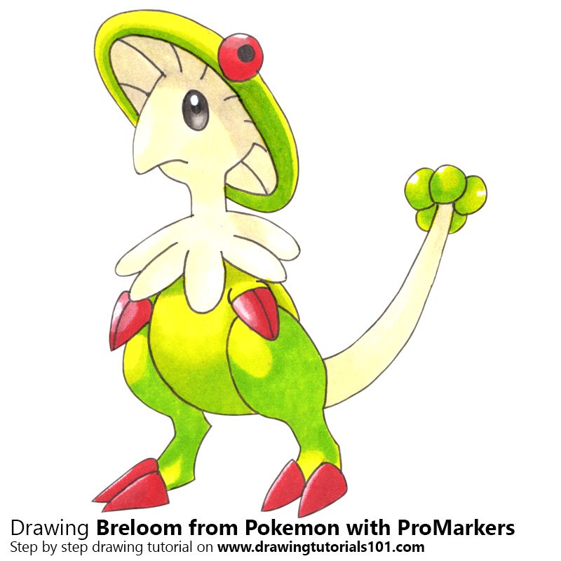 How to Draw Breloom from Pokemon by Color Pencils