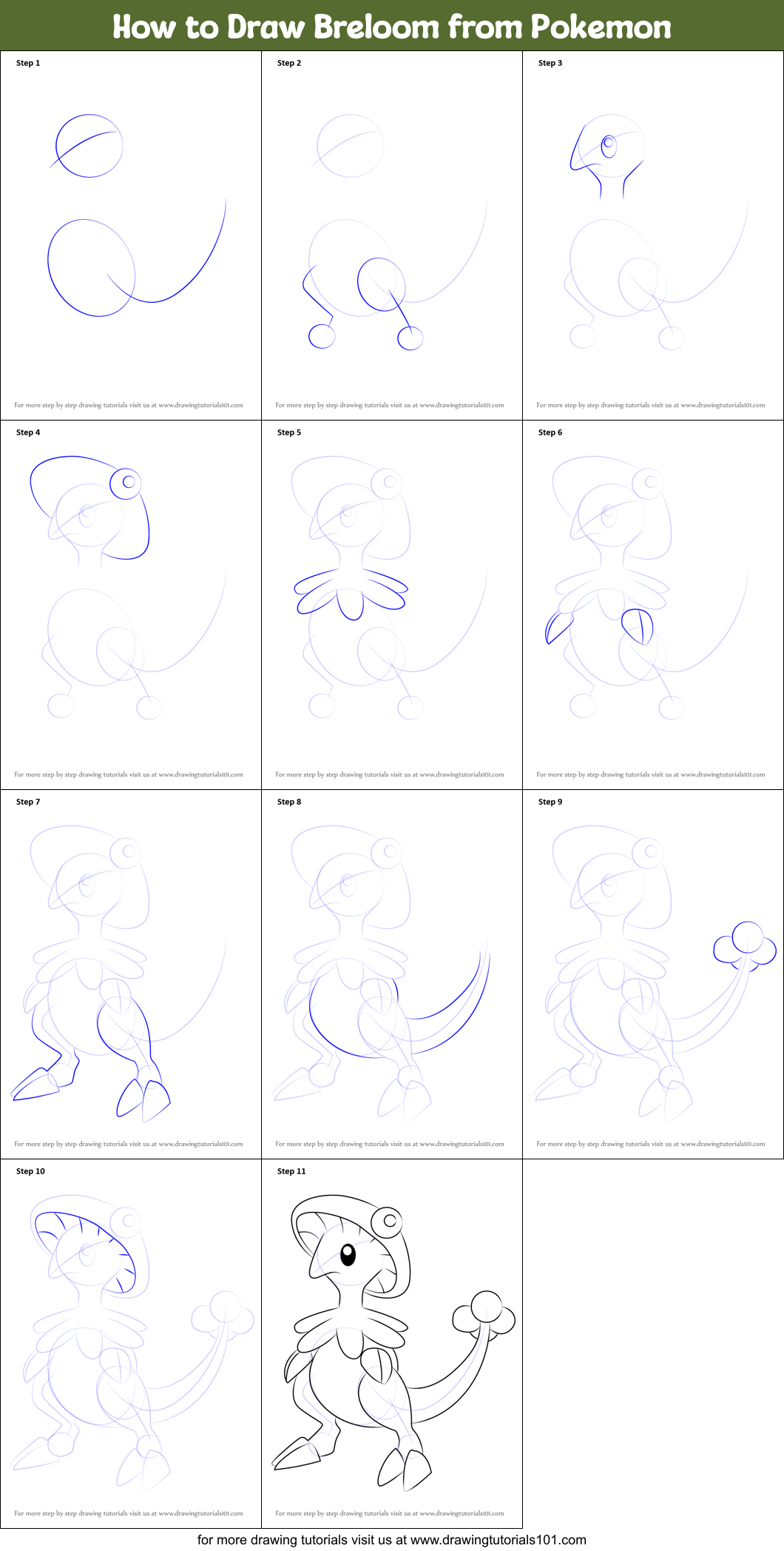 How to Draw Breloom from Pokemon (Pokemon) Step by Step ...