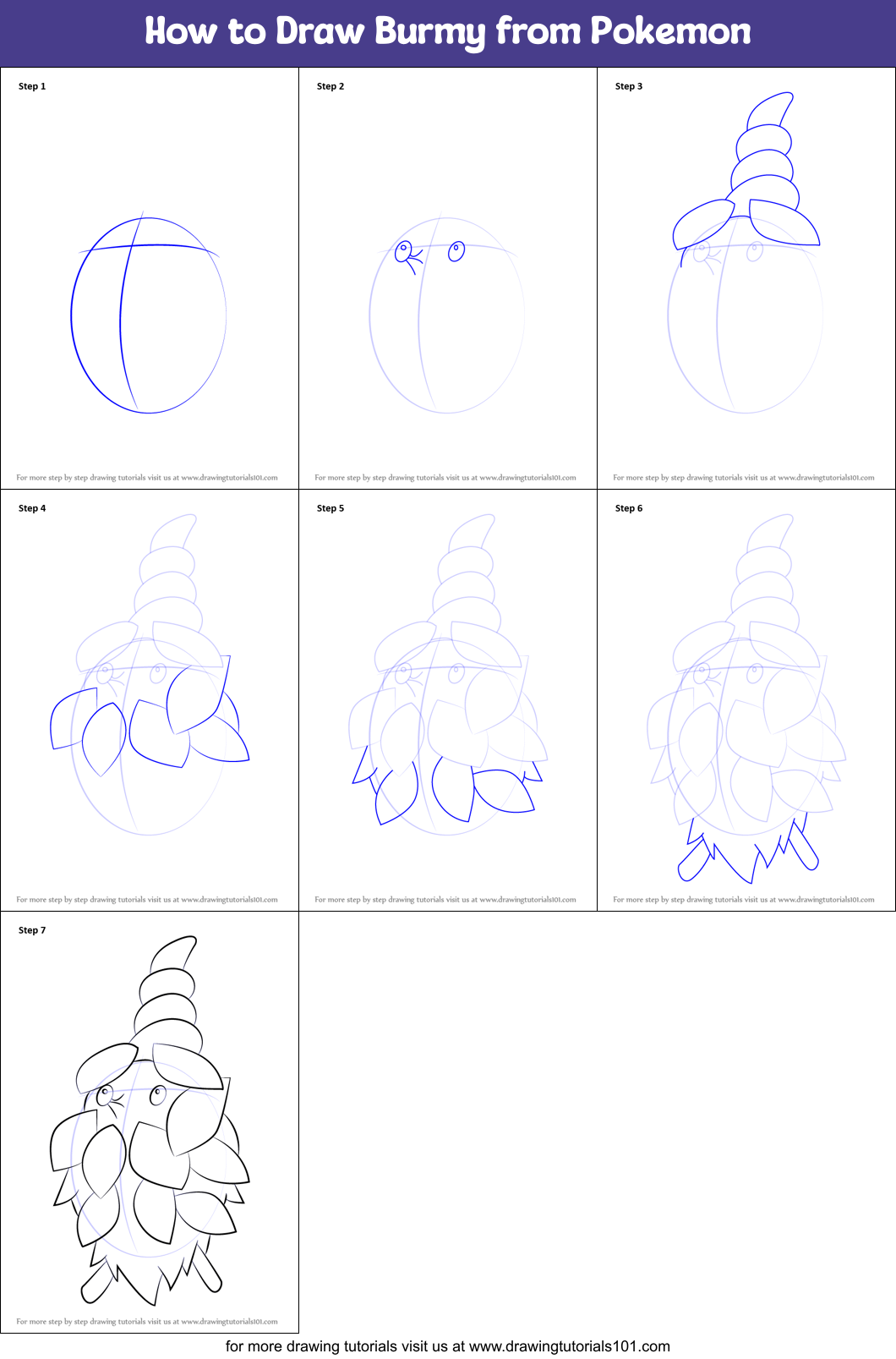 How to Draw Burmy from Pokemon Printable Step by Step