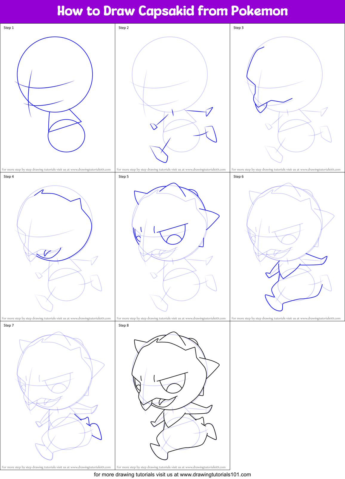How to Draw Capsakid from Pokemon Printable Step by Step