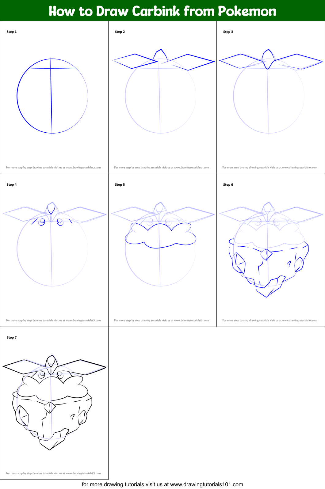 How to Draw Carbink from Pokemon Printable Step by Step