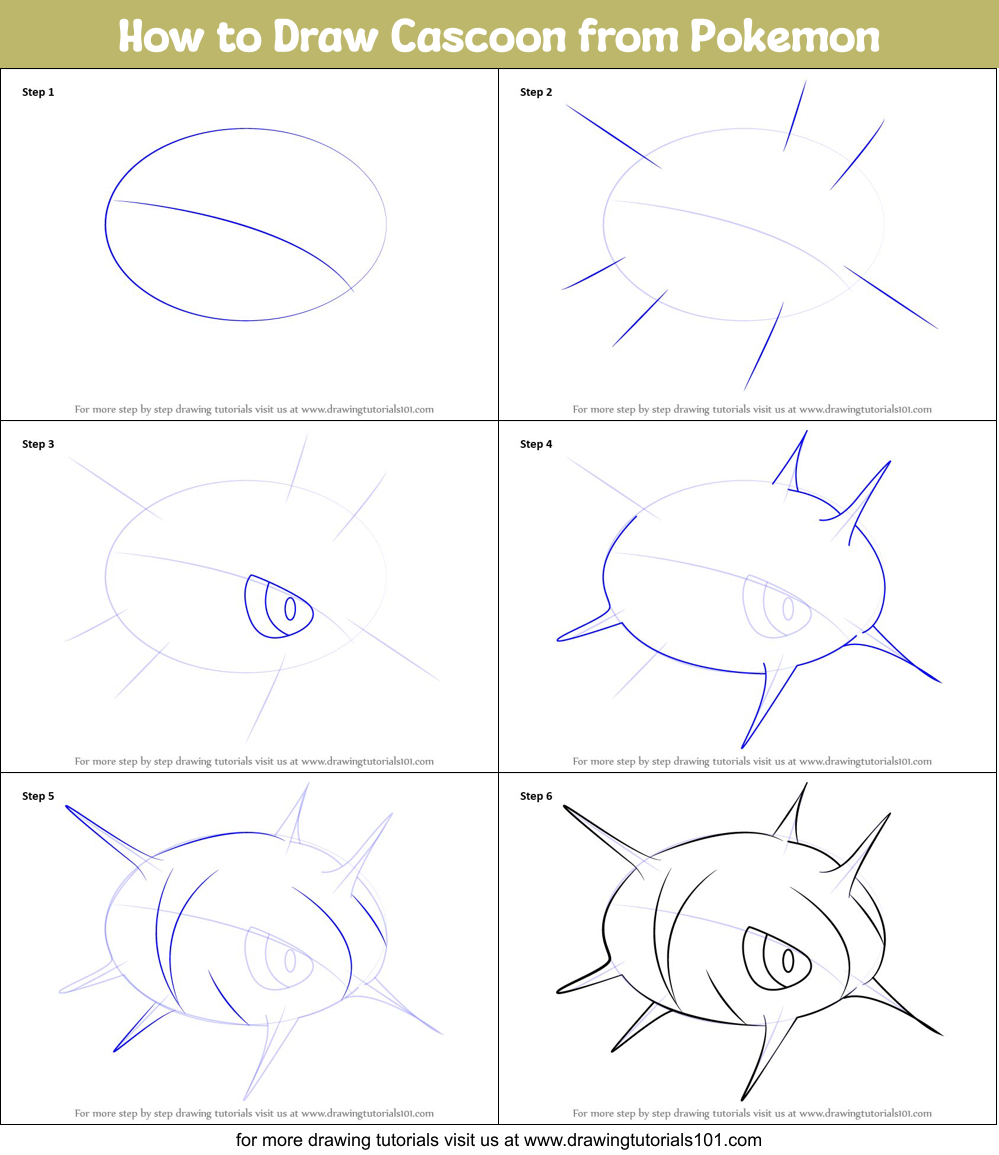 How to Draw Cascoon from Pokemon Printable Step by Step