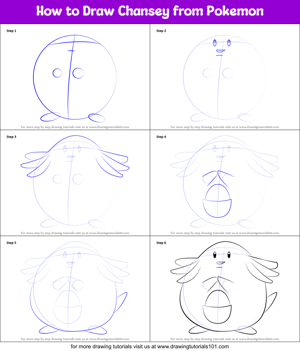 How to Draw Chansey from Pokemon Printable Step by Step