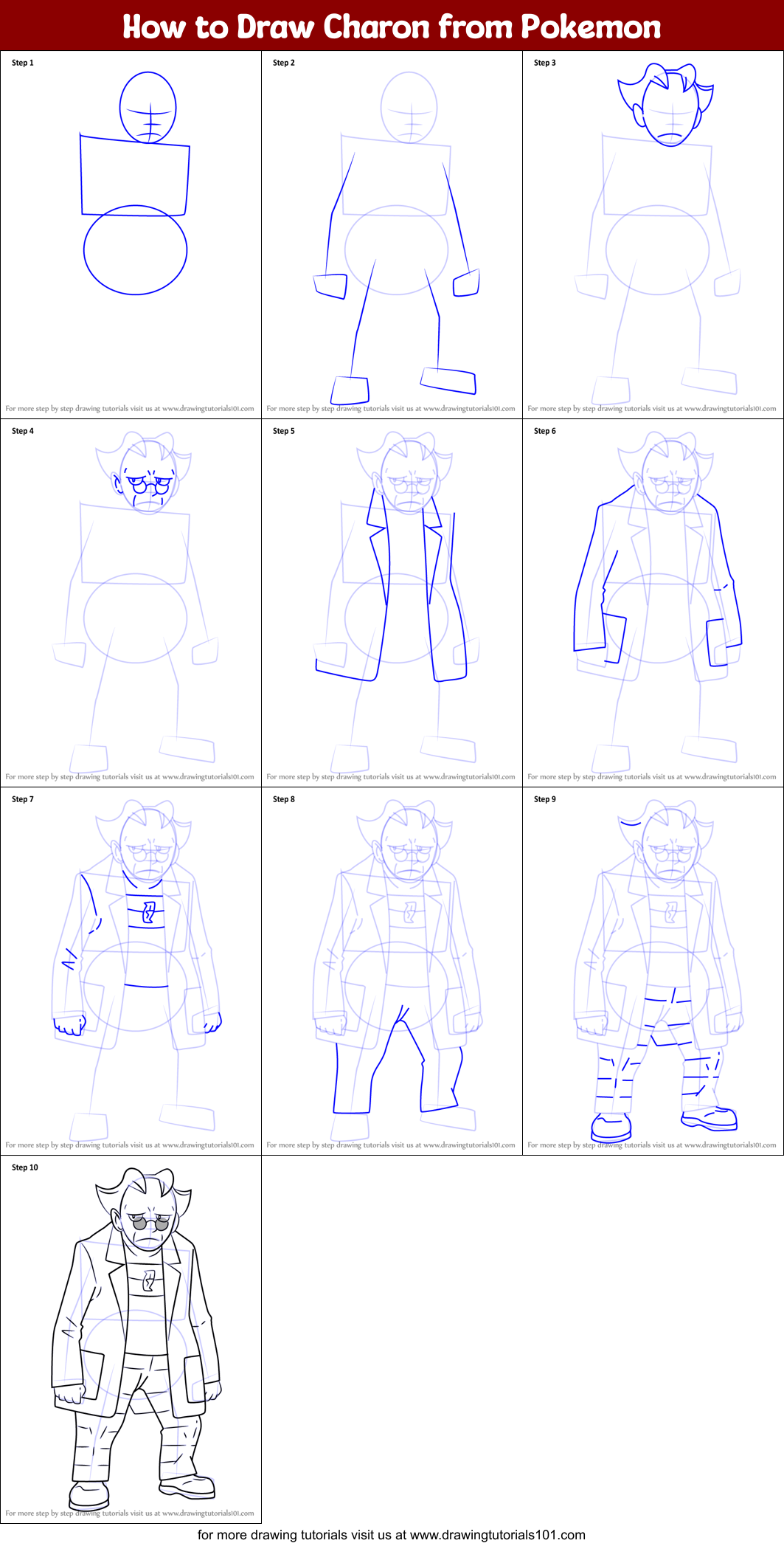 How to Draw Charon from Pokemon Printable Step by Step