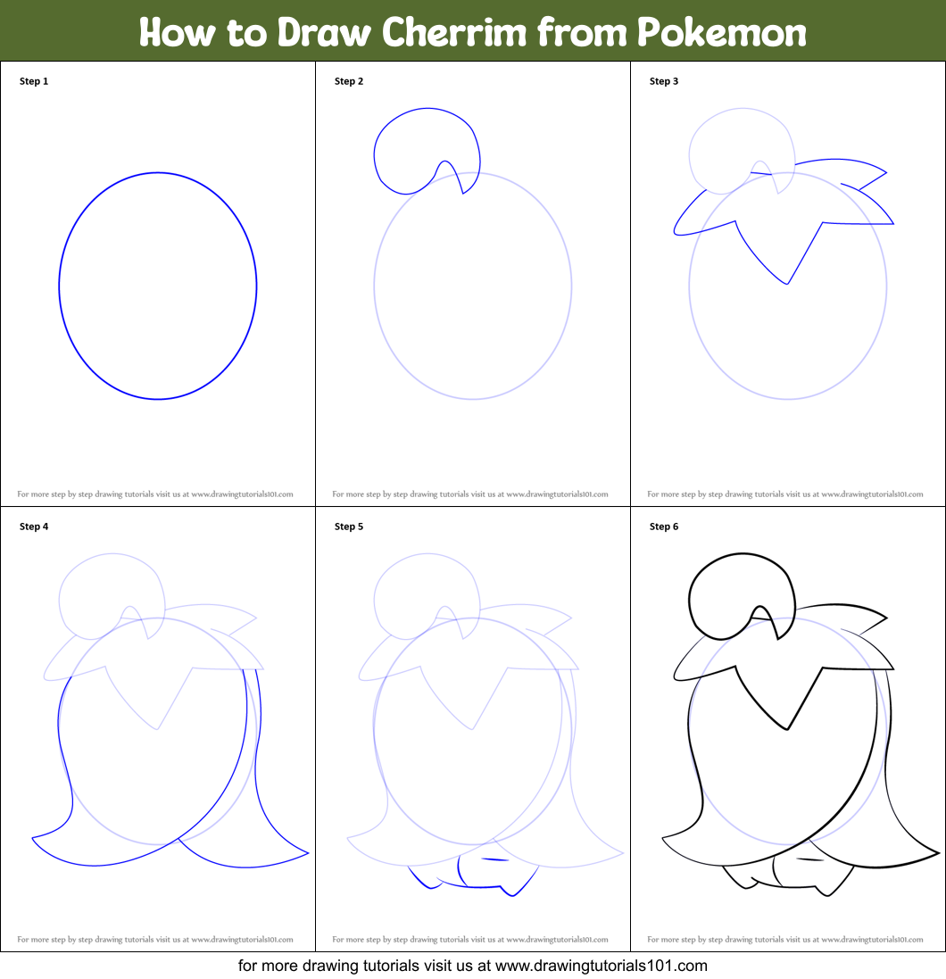 How to Draw Cherrim from Pokemon Printable Step by Step
