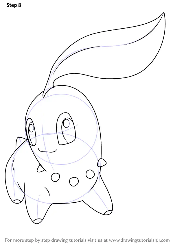 Step by Step How to Draw Chikorita from Pokemon : DrawingTutorials101.com
