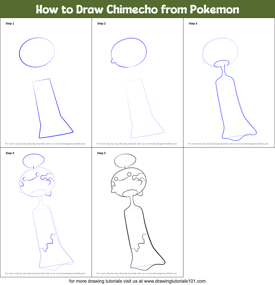 How to Draw Chimecho from Pokemon Printable Step by Step