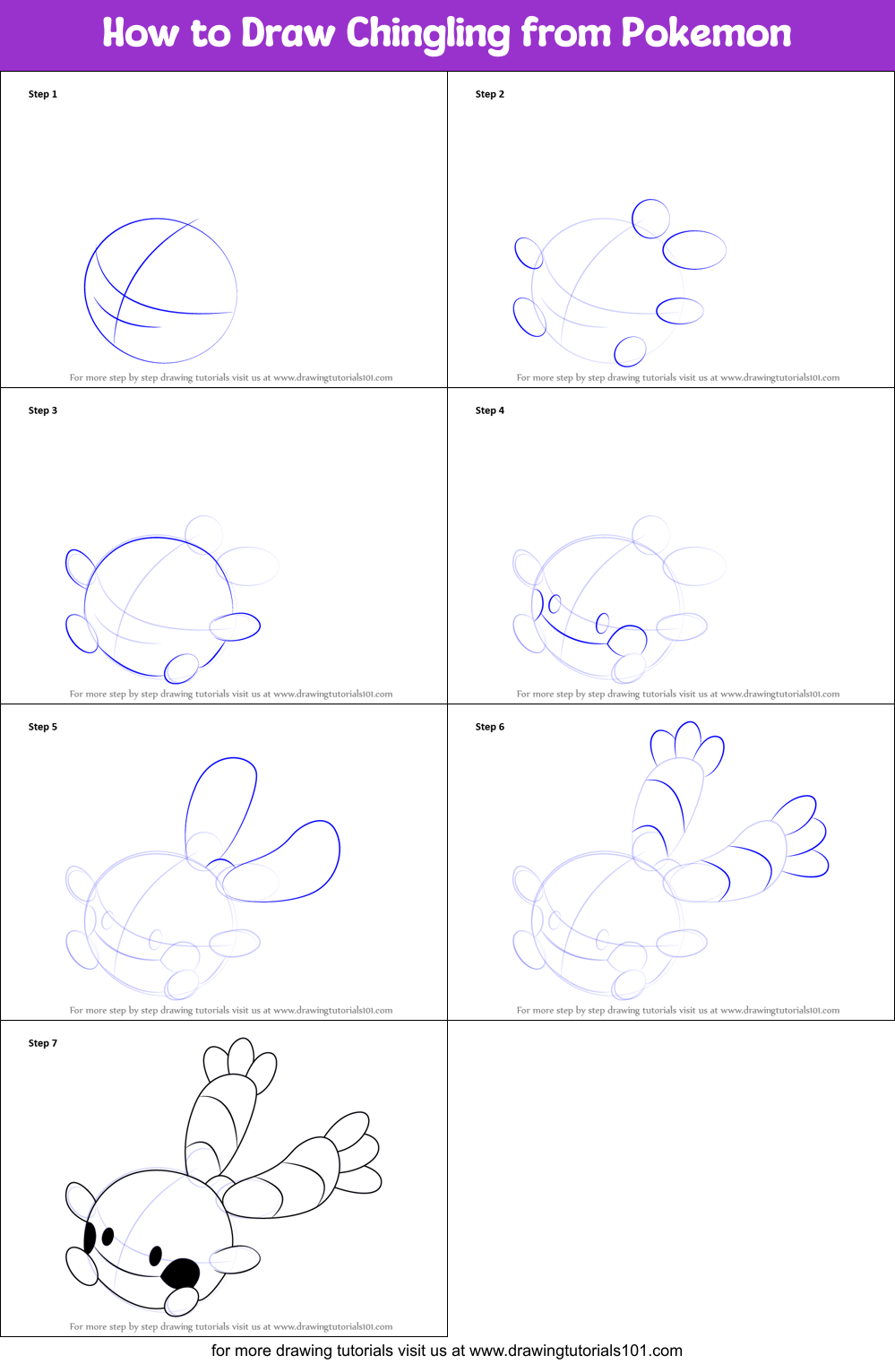 How to Draw Chingling from Pokemon Printable Step by Step
