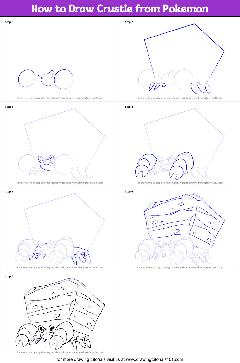 How to Draw Crustle from Pokemon Printable Step by Step