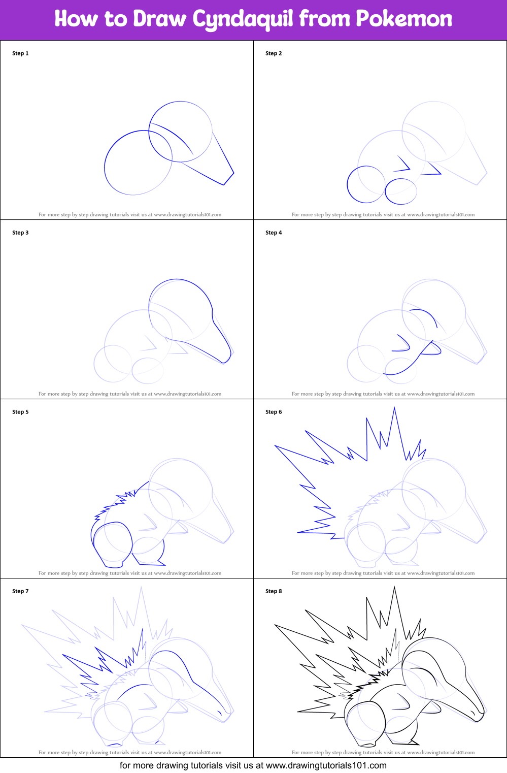 draw cyndaquil pokemon drawing printable step drawings easy drawingtutorials101 sheet sketch doodle
